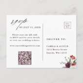 Postale Carte de réponse QR Code pour mariage floral Roman (Dos)
