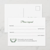 Postale Carte de réponse RSVP à motif de branches vertes (Devant / Derrière)