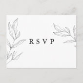 Postale Carte de réponse RSVP avec feuillage dessin linéai (Devant)