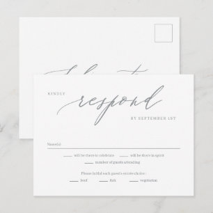 Postale Carte de réponse RSVP couleur modifiable de script