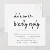 Postale Carte de réponse RSVP couleur modifiable pour les  (Devant / Derrière)