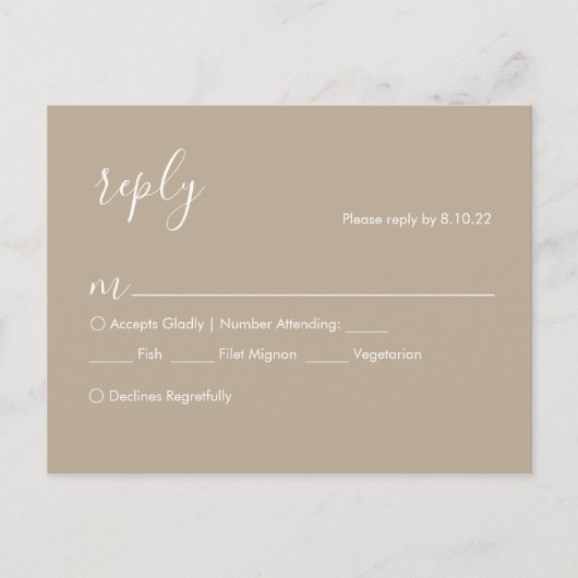 Postale Carte de réponse RSVP de mariage boho avec options (Devant)