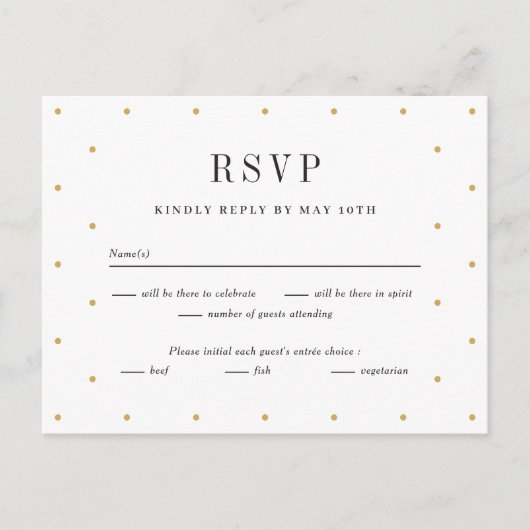 Postale Carte de réponse RSVP de mariage couleur chic Dots (Devant)