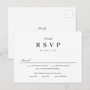 Postale Carte de réponse RSVP Editable couleur Simply Unit