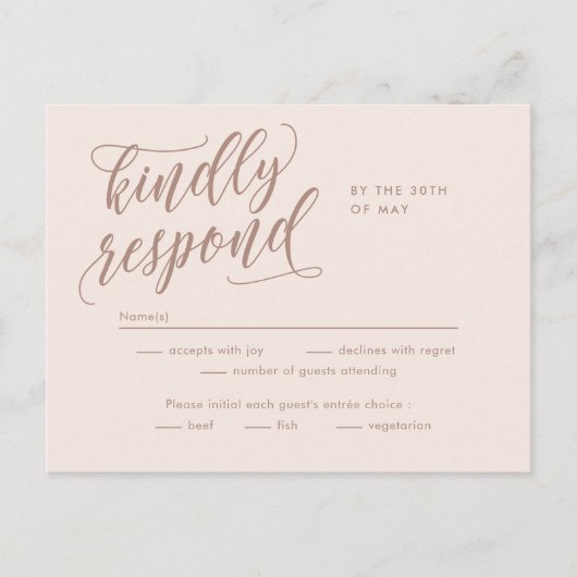 Postale Carte de réponse RSVP modifiable à la couleur Féli (Devant)