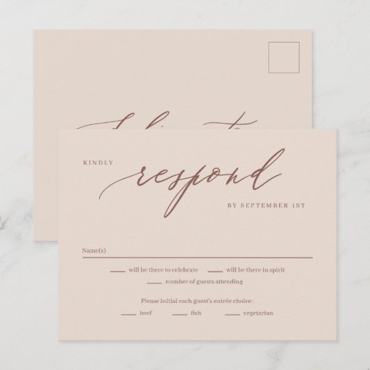 Postale Carte de réponse RSVP modifiable de couleur de scr (Devant / Derrière)