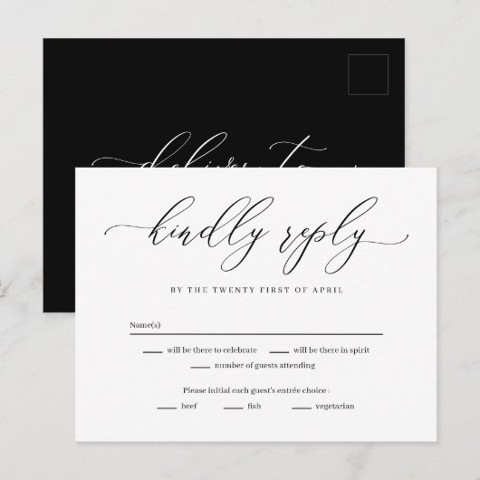 Postale Carte de réponse RSVP pour Forever Love Editable C (Devant / Derrière)