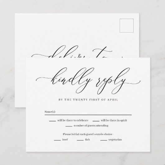 Postale Carte de réponse RSVP pour Forever Love Editable C (Devant / Derrière)