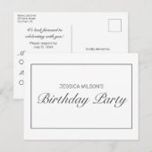 Postale Carte de réponse RSVP pour une fête d'anniversaire (Devant / Derrière)