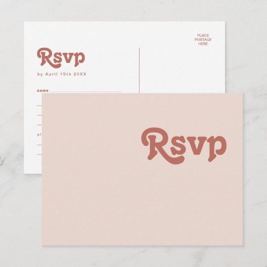Postale Carte de réponse simple rétro rose pour choix de m (Devant / Derrière)
