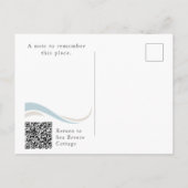 Postale Carte de réservation de maison de plage avec QR (Dos)