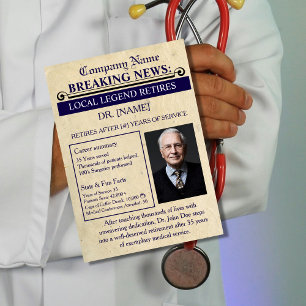 Postale Carte de retraite de docteur de style journal Su