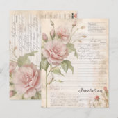 Postale carte de rétro florale (Devant / Derrière)