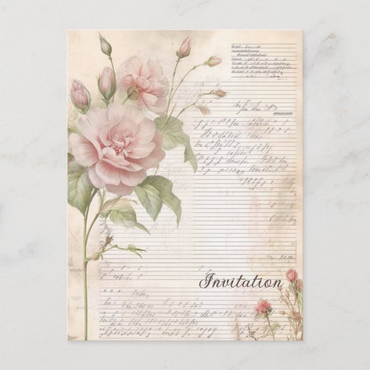 Postale carte de rétro florale (Devant)