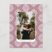 Postale Carte de Saint-Valentin à motif damassé élégant cl (Devant)