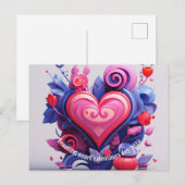 Postale Carte de Saint-Valentin avec un cœur magnifique (Devant / Derrière)