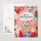 Postale Carte de Saint-Valentin florale colorée  (Devant / Derrière)