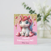 Postale Carte de Saint-Valentin Licorne Rose (Debout devant)