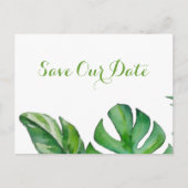 Postale Carte de sauvegarde à date tropicale verte aquarel (Devant)