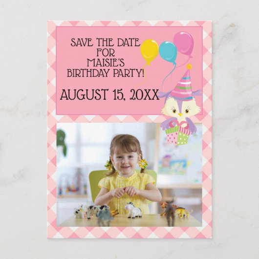 Postale Carte de sauvegarde de date d'anniversaire de ball (Devant)