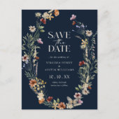 Postale Carte de sauvegarde de date de mariage Bohème Navy (Devant)