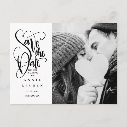 Postale Carte de sauvegarde de date de photo de script (Devant)