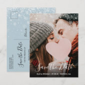 Postale Carte de sauvegarde de date de script Hiver Flocon (Devant / Derrière)