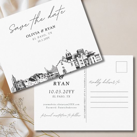 Postale Carte de sauvegarde de date élégante pour mariage