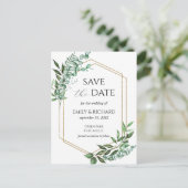 Postale Carte de sauvegarde de date Eucalyptus Verdure Or (Debout devant)
