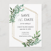 Postale Carte de sauvegarde de date Eucalyptus Verdure Or (Devant)