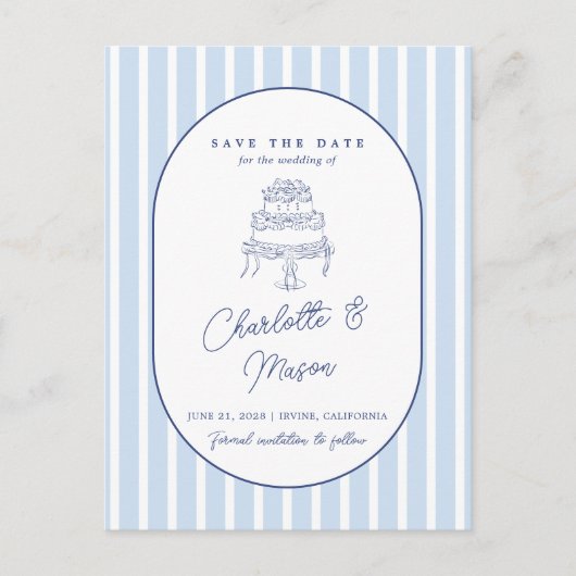 Postale Carte de sauvegarde de date minimale à rayure de c (Devant)