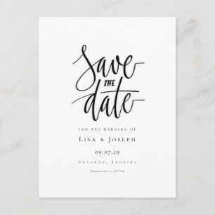 Postale Carte de sauvegarde de date minimaliste noir et bl