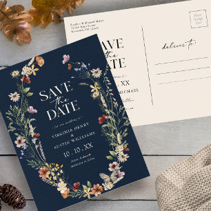 Postale Carte de sauvegarde de date Navy Boho