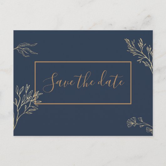 Postale Carte de sauvegarde de date Saphir Mers Bleu Or (Devant)