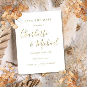 Postale Carte de sauvegarde de mariage à signature dorée