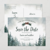 Postale Carte de sauvegarde de mariage rustique de pin à e (Devant / Derrière)