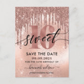 Postale Carte de sauvegarde Rose Gold pour fête d'annivers (Devant)