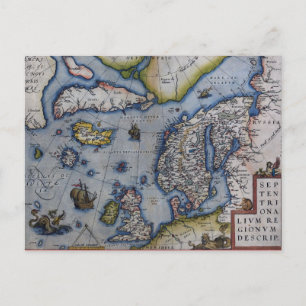 Postale Carte de Scandinavie du XVIe siècle
