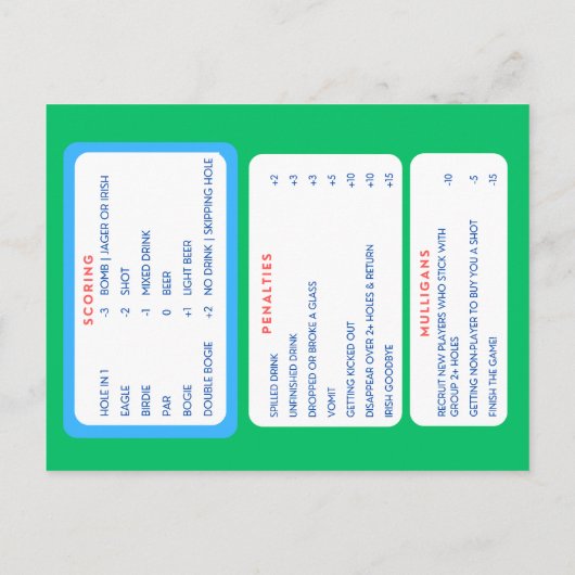 Postale carte de score (Dos)