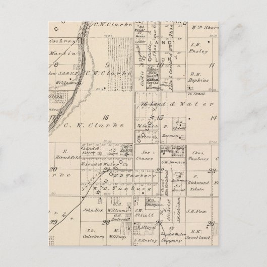 Postale Carte de section du comté de T16S R23E Tulare (Devant)