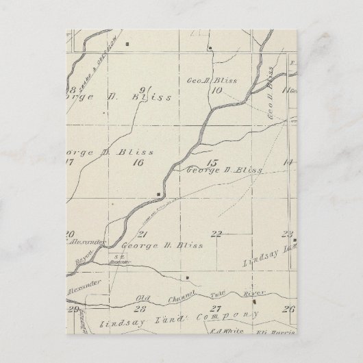 Postale Carte de section du comté de T20S R25E Tulare (Devant)