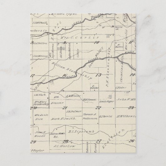 Postale Carte de section du comté de T21S R25E Tulare (Devant)