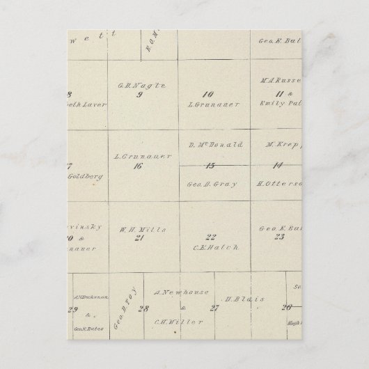 Postale Carte de section du comté de T23S R22E Tulare (Devant)