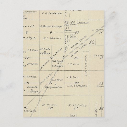 Postale Carte de section du comté de T23S R23E Tulare (Devant)