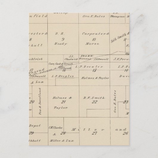 Postale Carte de section du comté de T24S R21E Tulare (Devant)