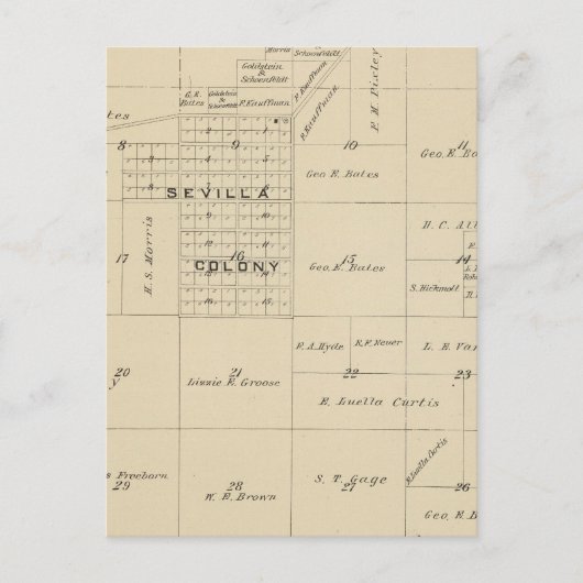 Postale Carte de section du comté de T24S R23E Tulare (Devant)