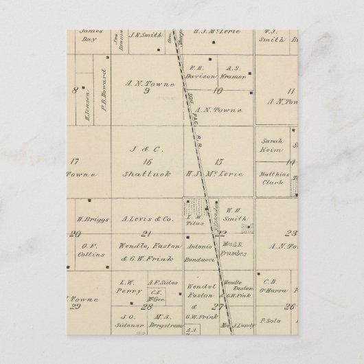 Postale Carte de section du comté de T24S R25E Tulare (Devant)