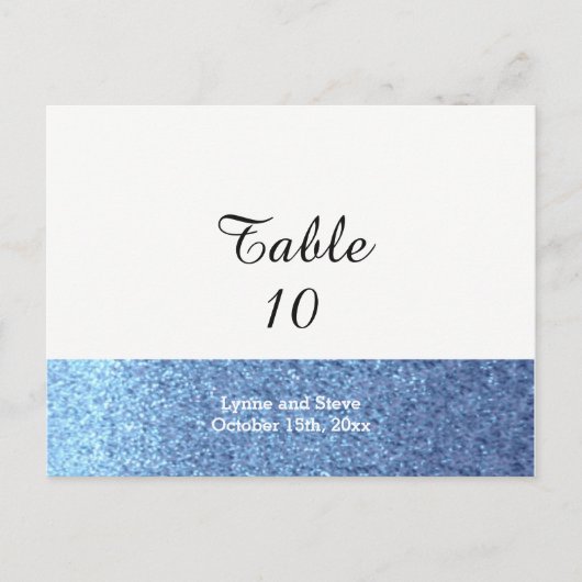 Postale Carte de Siège de Table à Paillettes Faux Bleu (Devant)