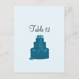 Postale Carte de siège de table de gâteau Mariage turquois