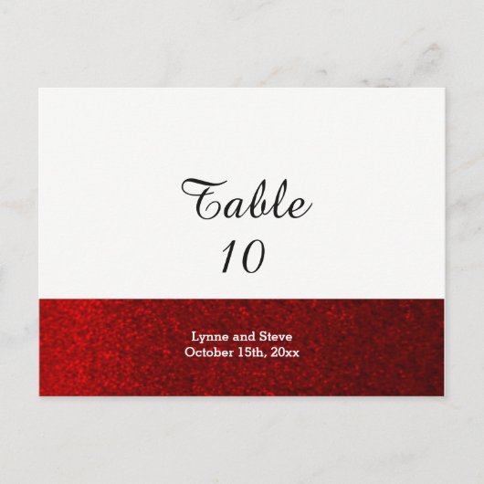 Postale Carte de Siège de Table Rouge Faux Paillettes (Devant)